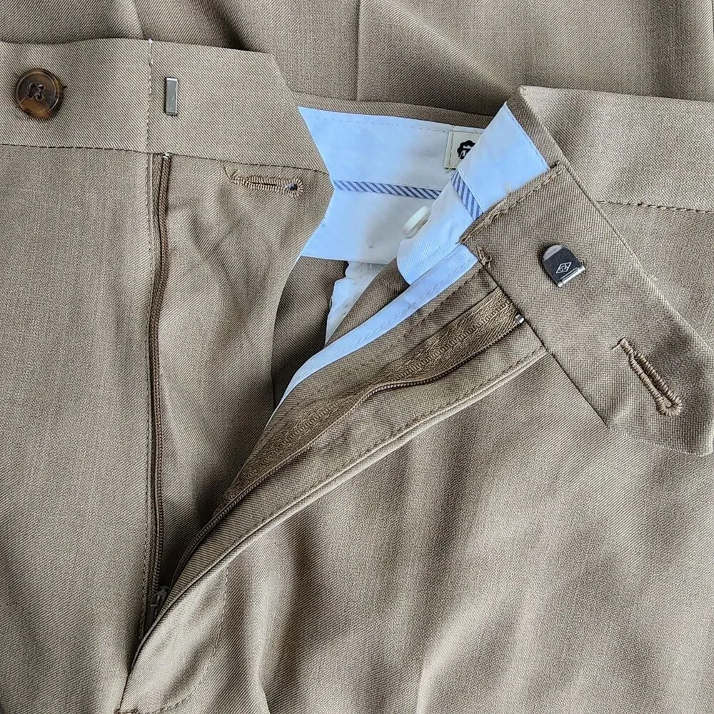 ​Haggar E-Clo Stria Dress Pants Men 40x29 Taupe Brown Classic Fit NWT Repreve